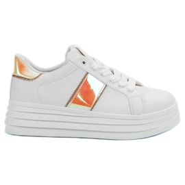 SHELOVET Białe Obuwie Na Platformie