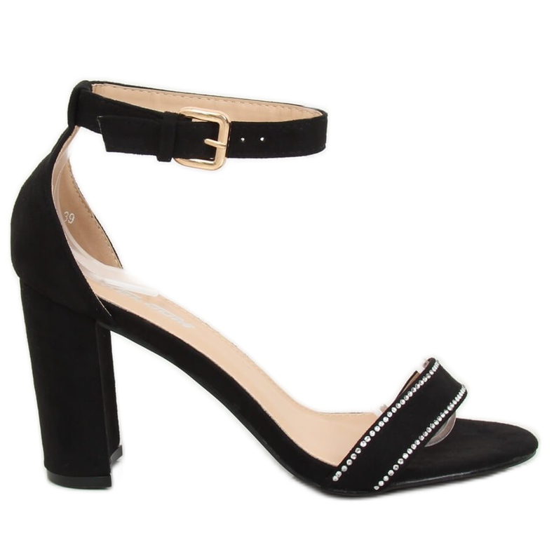 Sandałki na słupku czarne A8020 Black