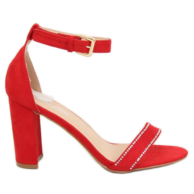 Sandałki na słupku czerwone A8020 Red