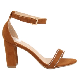 Sandałki na słupku camel A8020 Camel brązowe