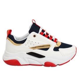 Buty sportowe wielokolorowe BK008-47 WHITE/BLUE białe granatowe