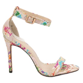 Sandałki orientalne beżowe KSL708 Beige brązowe wielokolorowe