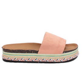 Klapki na wysokiej podeszwie różowe LS-117 Pink