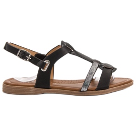 Small Swan Wygodne Sandały Damskie czarne