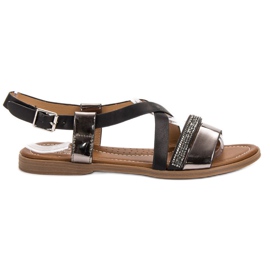 Small Swan Sandały Z Kryształkami czarne