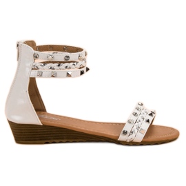 SHELOVET Rockowe Sandały białe