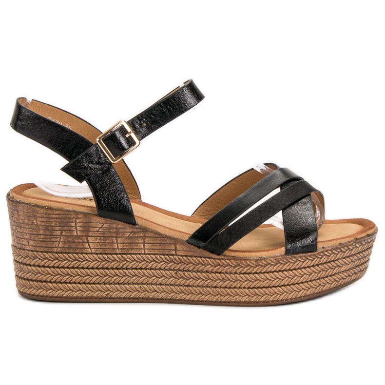 Seastar Lekkie Sandałki Na Koturnie czarne