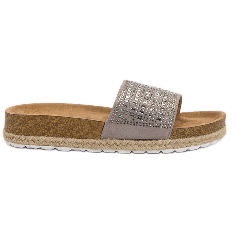 Seastar Szare Klapki Z Cyrkonami