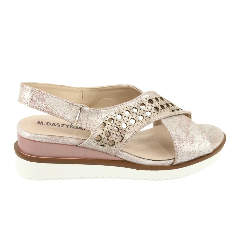 M.Daszyński Sandały metaliczny róż Daszyński 1838 różowe szare