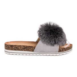 Seastar Klapki Z Pomponem szare