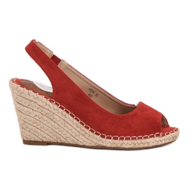 Seastar Sandały Na Koturnie czerwone