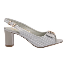 SHELOVET Eleganckie Sandałki Z Kokardką szare