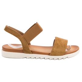 Primavera Camelowe Sandałki Z Gumką brązowe