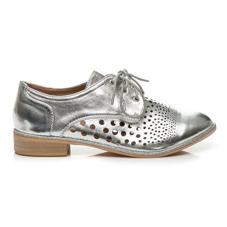 Vices Sznurowane Półbuty Z Ażurem szare