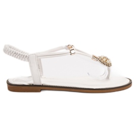 SHELOVET Białe Sandały Na Gumkę