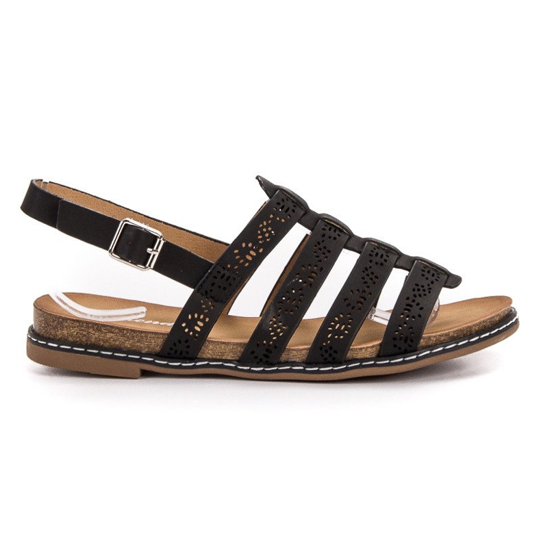 Renda Wygodne Czarne Sandały