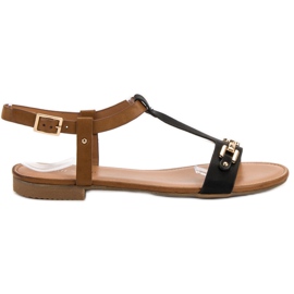 Small Swan Casualowe Sandały czarne brązowe