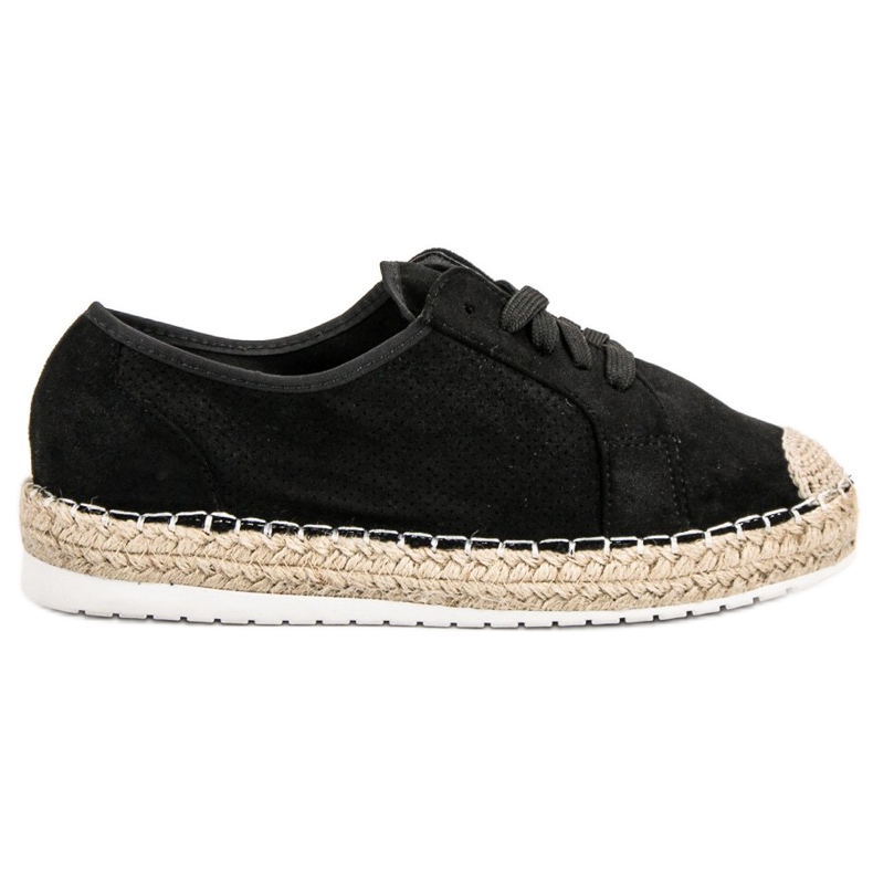 Ideal Shoes Sznurowane Espadryle czarne