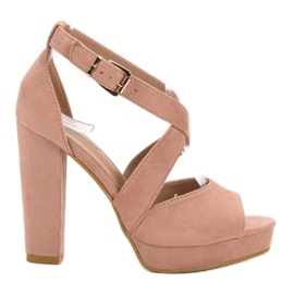 SHELOVET Sandałki Na Platformie różowe