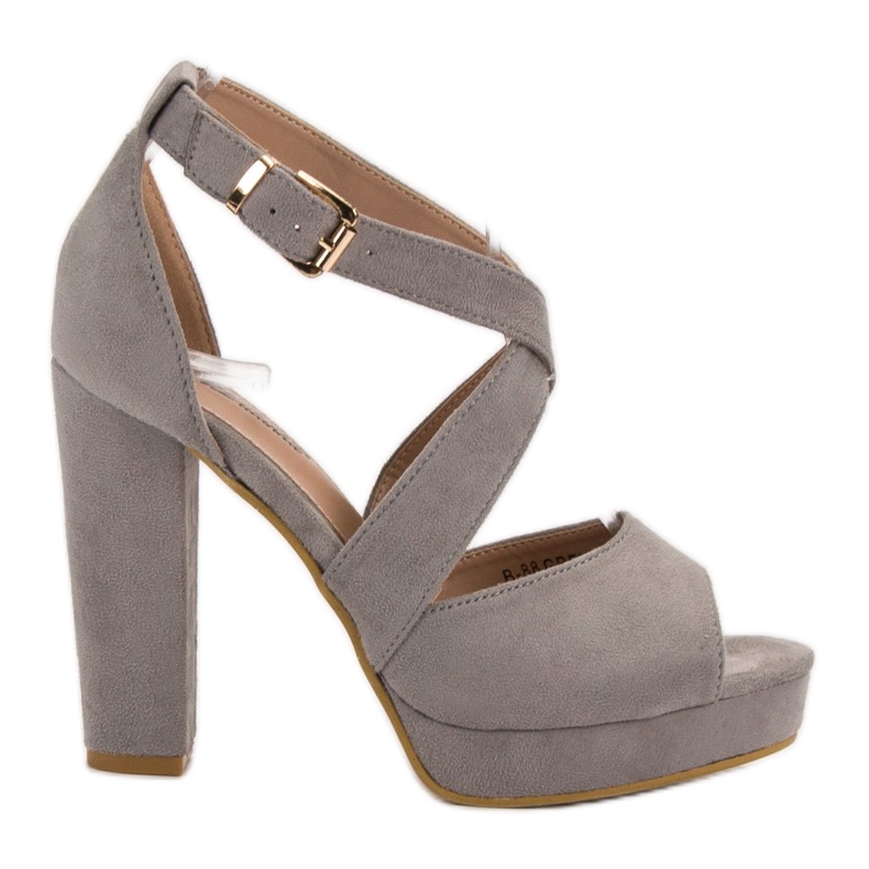 SHELOVET Sandałki Na Platformie szare