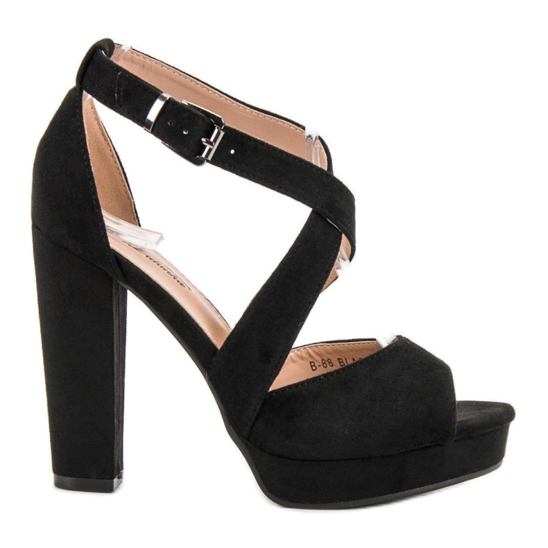 SHELOVET Sandałki Na Platformie czarne