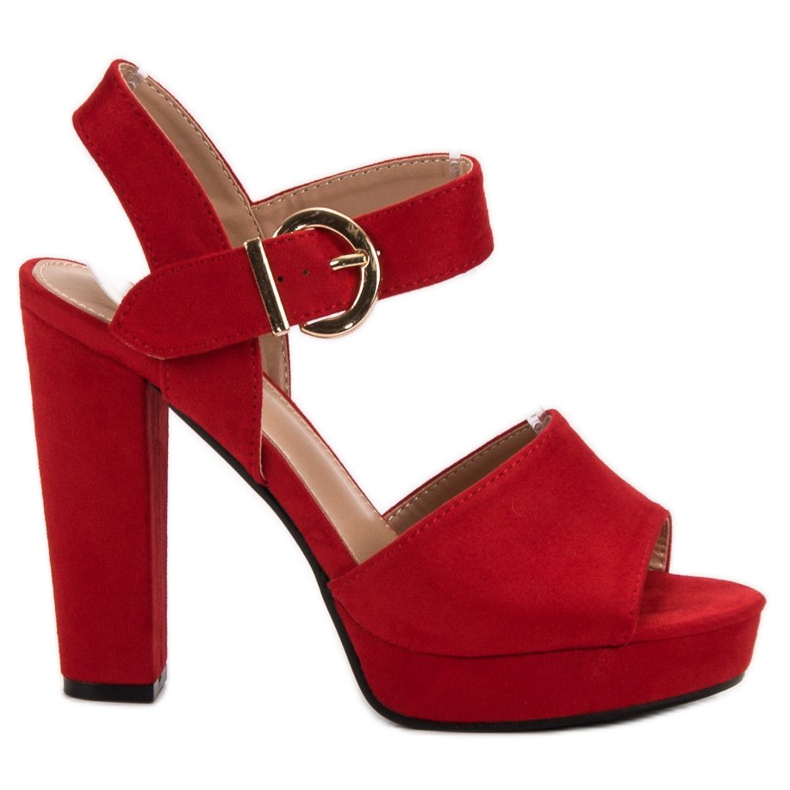 SHELOVET Czerwone Sandałki Na Platformie