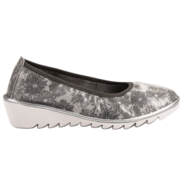 Filippo Jasnoszare Skórzane Baletki