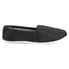 SHELOVET Brokatowe Trampki Slip On czarne