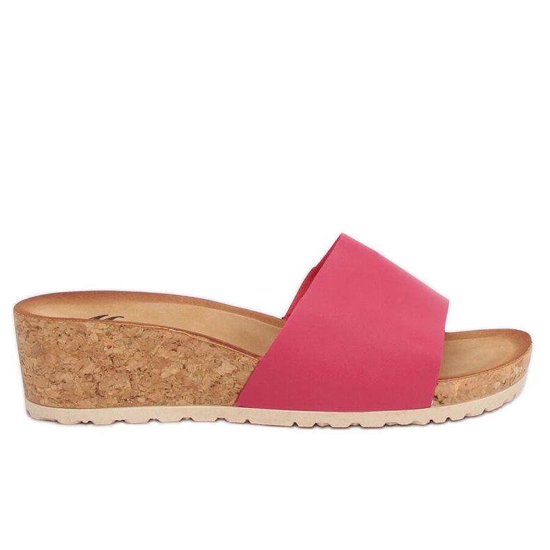 Klapki na korkowym koturnie różowe 3527-12 Peach