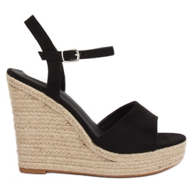 Espadryle na koturnie czarne LL-190 Black