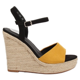 Espadryle na koturnie żółte LL-190 Yellow