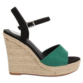 Espadryle na koturnie zielone LL-190 Green