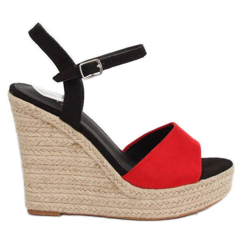 Espadryle na koturnie czerwone LL-190 Red