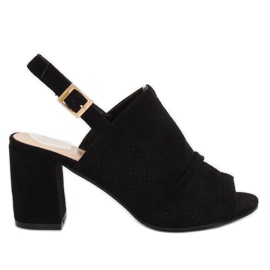 Sandałki na obcasie czarne JM5840N Negro