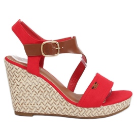 Sandałki na koturnie czerwone BL-360 Red
