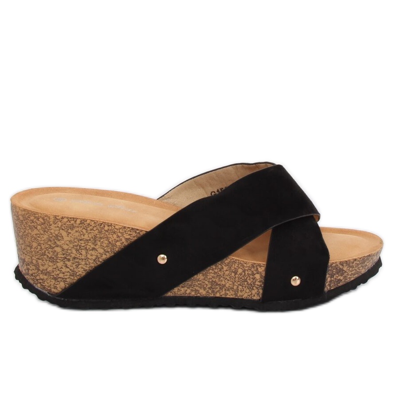 Klapki na koturnie czarne G1560 Black