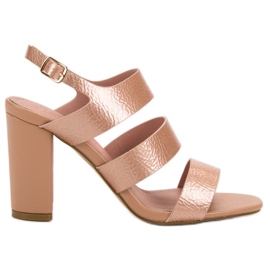 SHELOVET Różowe Sandały Na Słupku