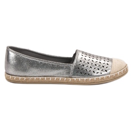 New Tlck Brokatowe Espadryle szare