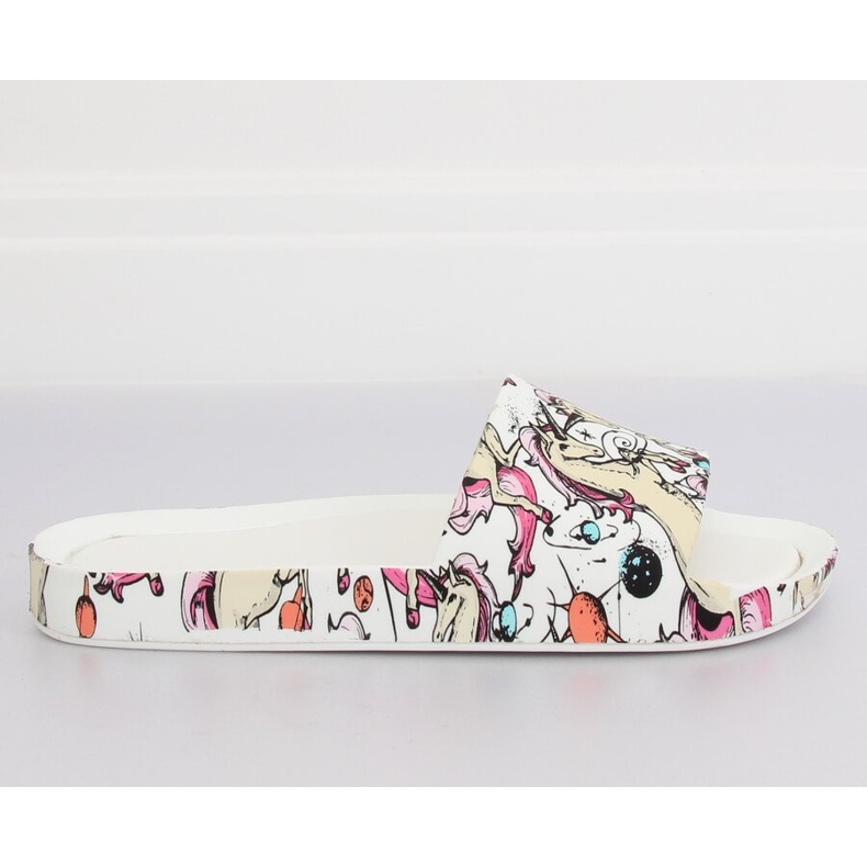 Klapki Unicorn białe CK83 White wielokolorowe