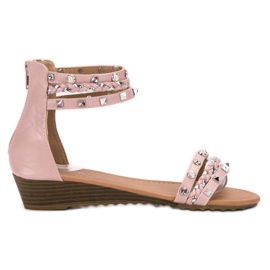 SHELOVET Rockowe Sandały różowe