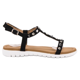 SHELOVET Czarne Sandałki Z Ćwiekami