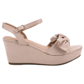 SHELOVET Sandałki Na Platformie różowe