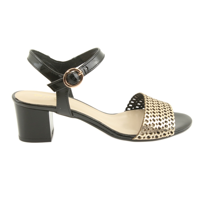 Espinto Sandały na słupku black/gold czarne żółte