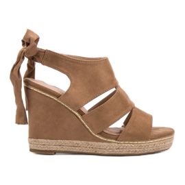 Anesia Paris Sandały Na Koturnie brązowe