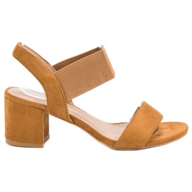 SHELOVET Sandałki Na Obcasie brązowe