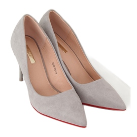 Czółenka na szpilce szare E22369 Grey