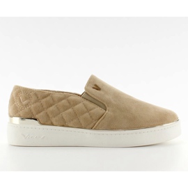 Zamszowe trampki slip-on 7103 Beige II-GAT beżowy
