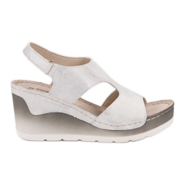 Goodin Wygodne Sandały Na Koturnie białe