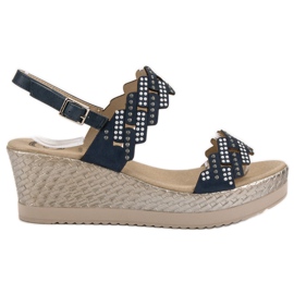 Aclys Lekkie Sandałki Na Koturnie niebieskie