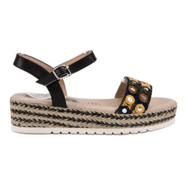 SHELOVET Sandałki Na Platformie czarne